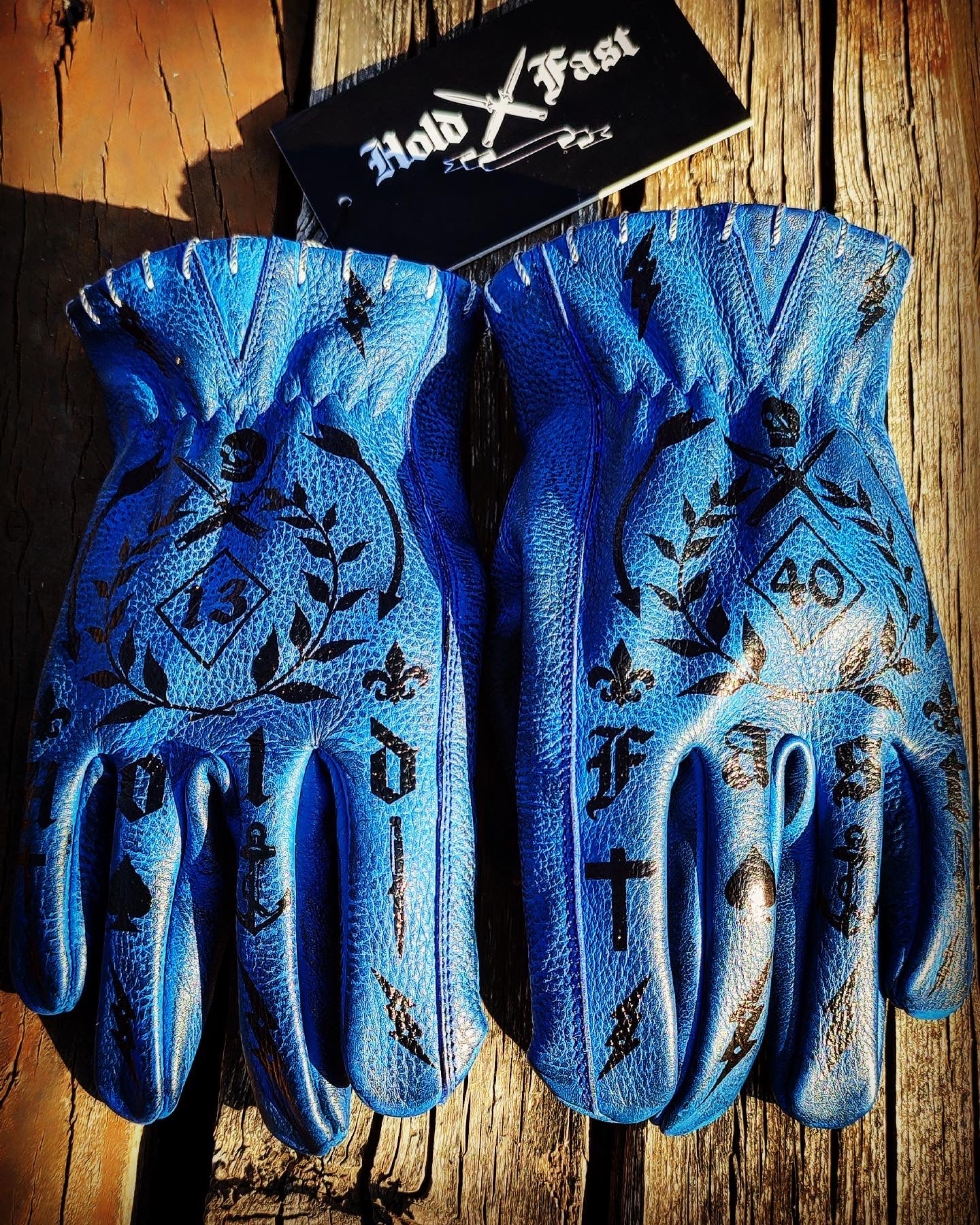 1340 TATTOO GLOVES - by HOLDFAST - BLUE